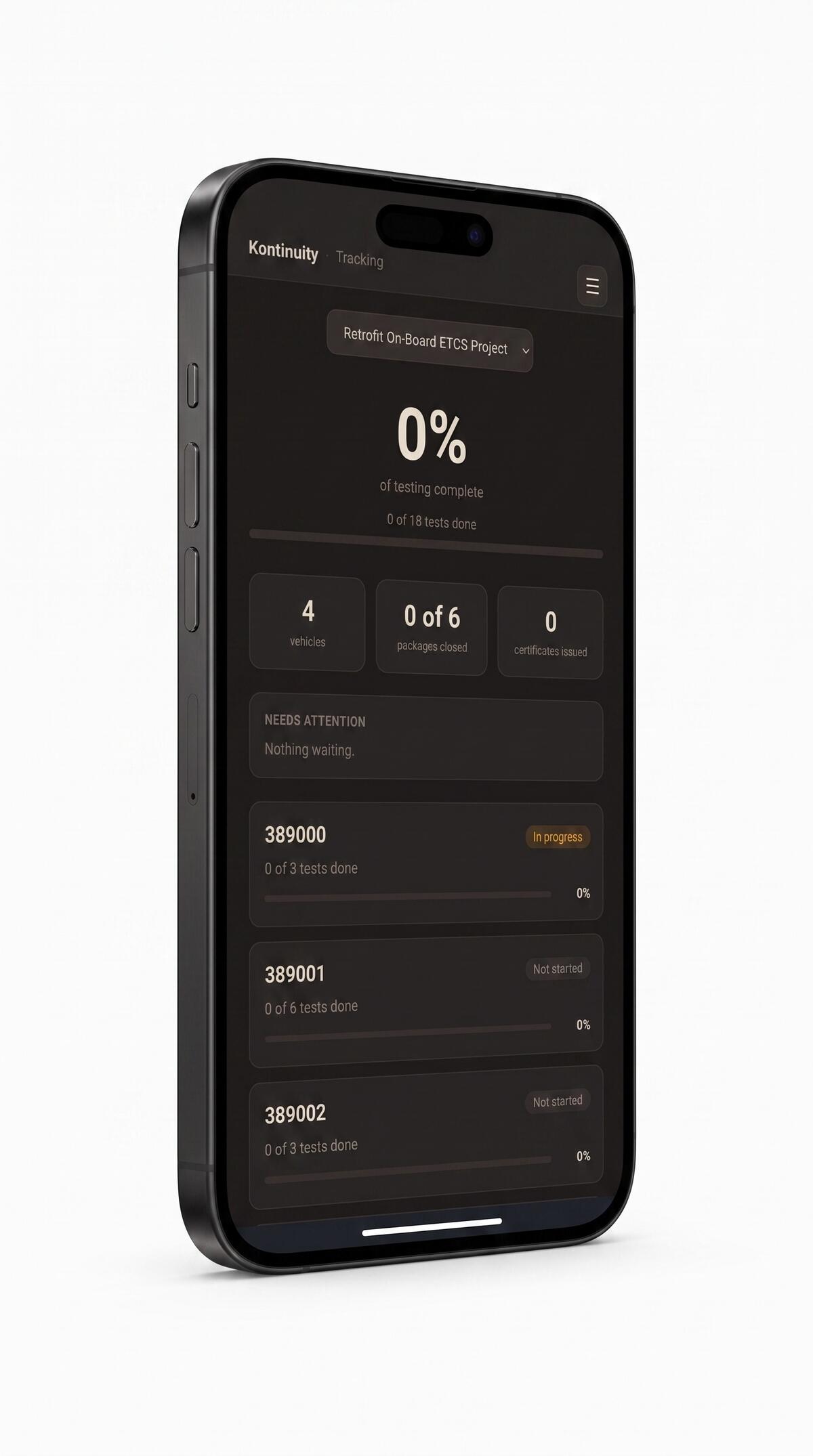 Tracer dashboard — real-time commissioning records for railway signalling